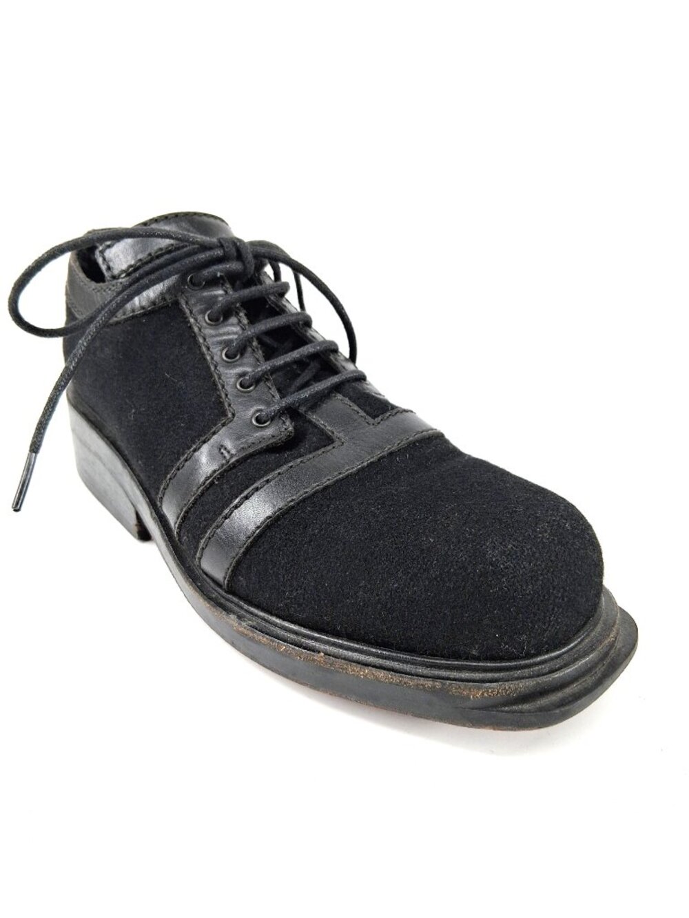 Dirk Bikkembergs Leather Wool Chunky Derby Shoes Black Lace Up Italy Women’s 7 - Picture 5 of 11